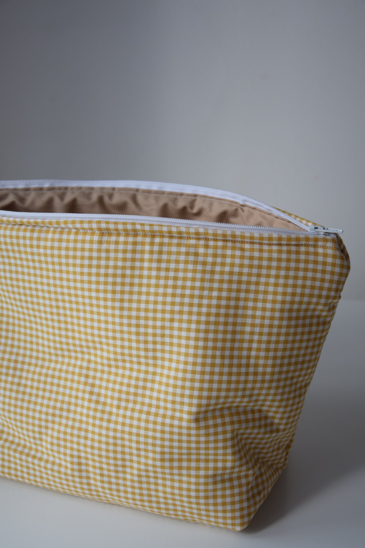 Yellow Gingham Cosmetic Bag