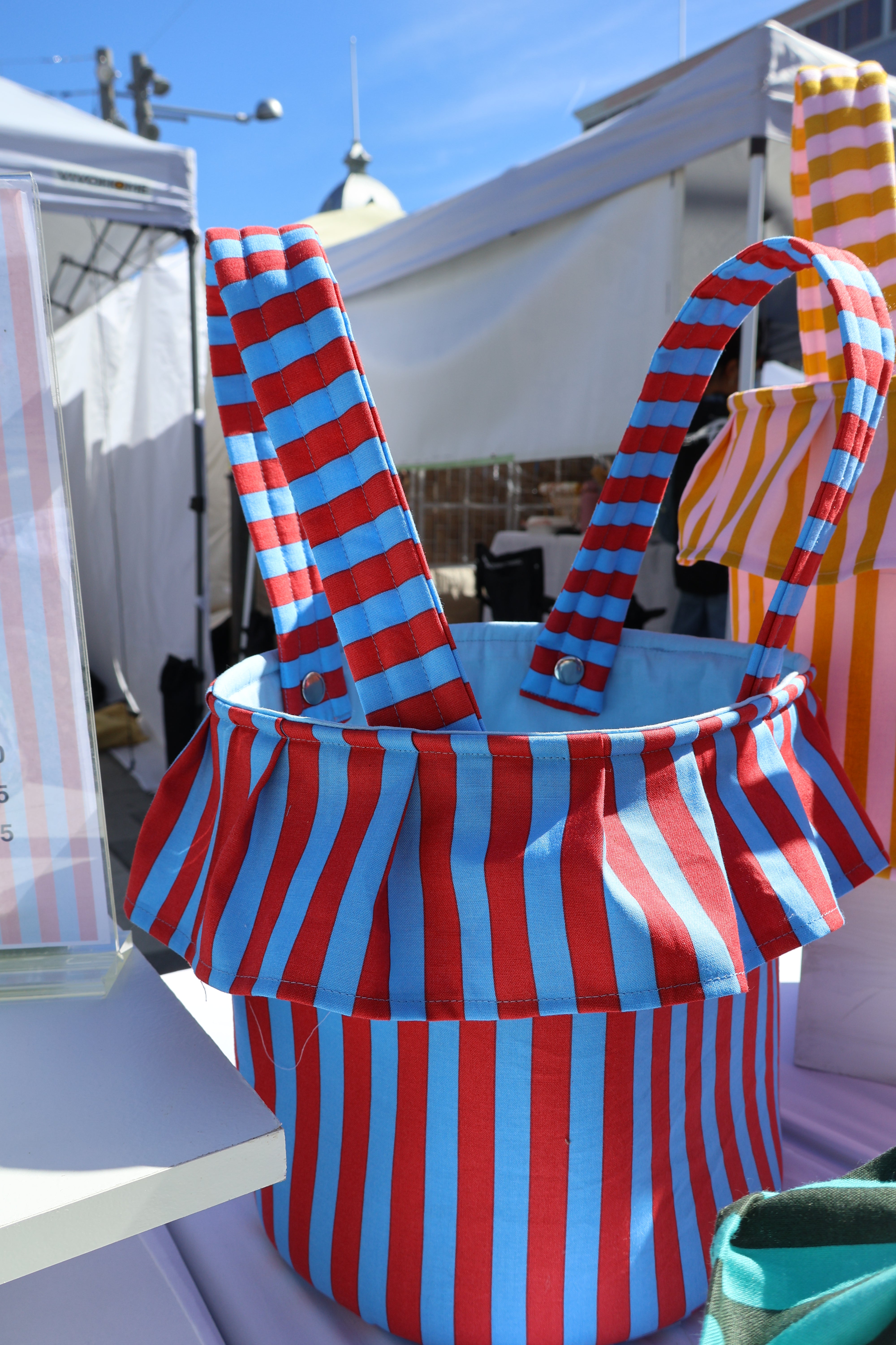 Red Striped Stroller Bag
