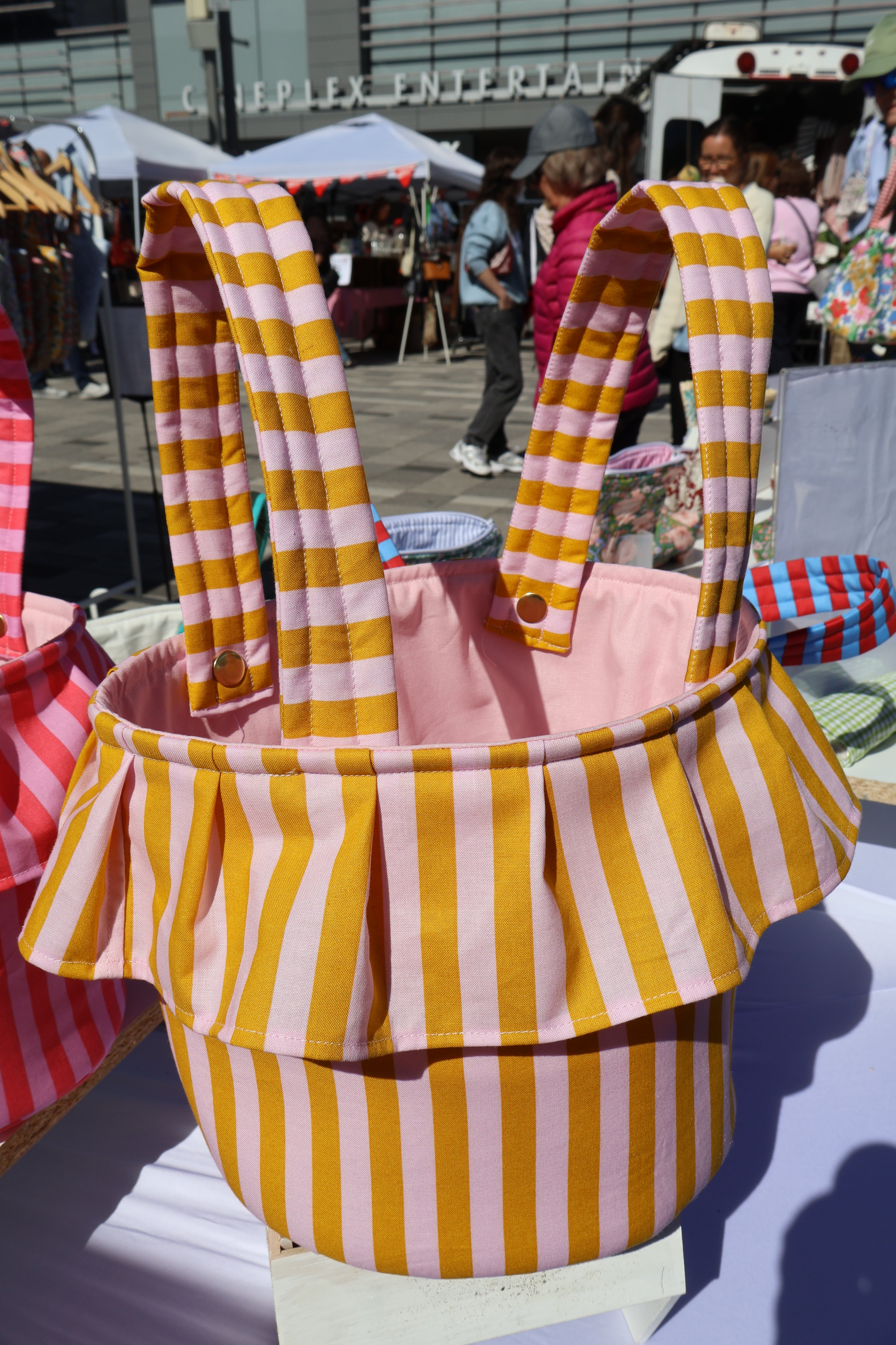 Gold Striped Stroller Bag