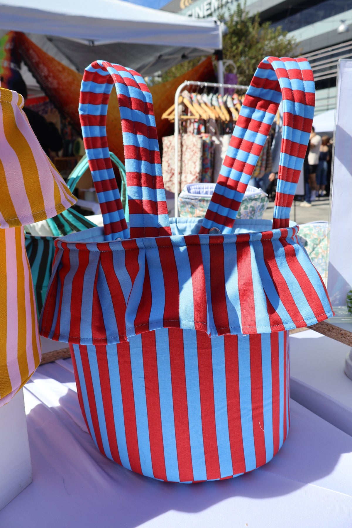 Red Striped Stroller Bag