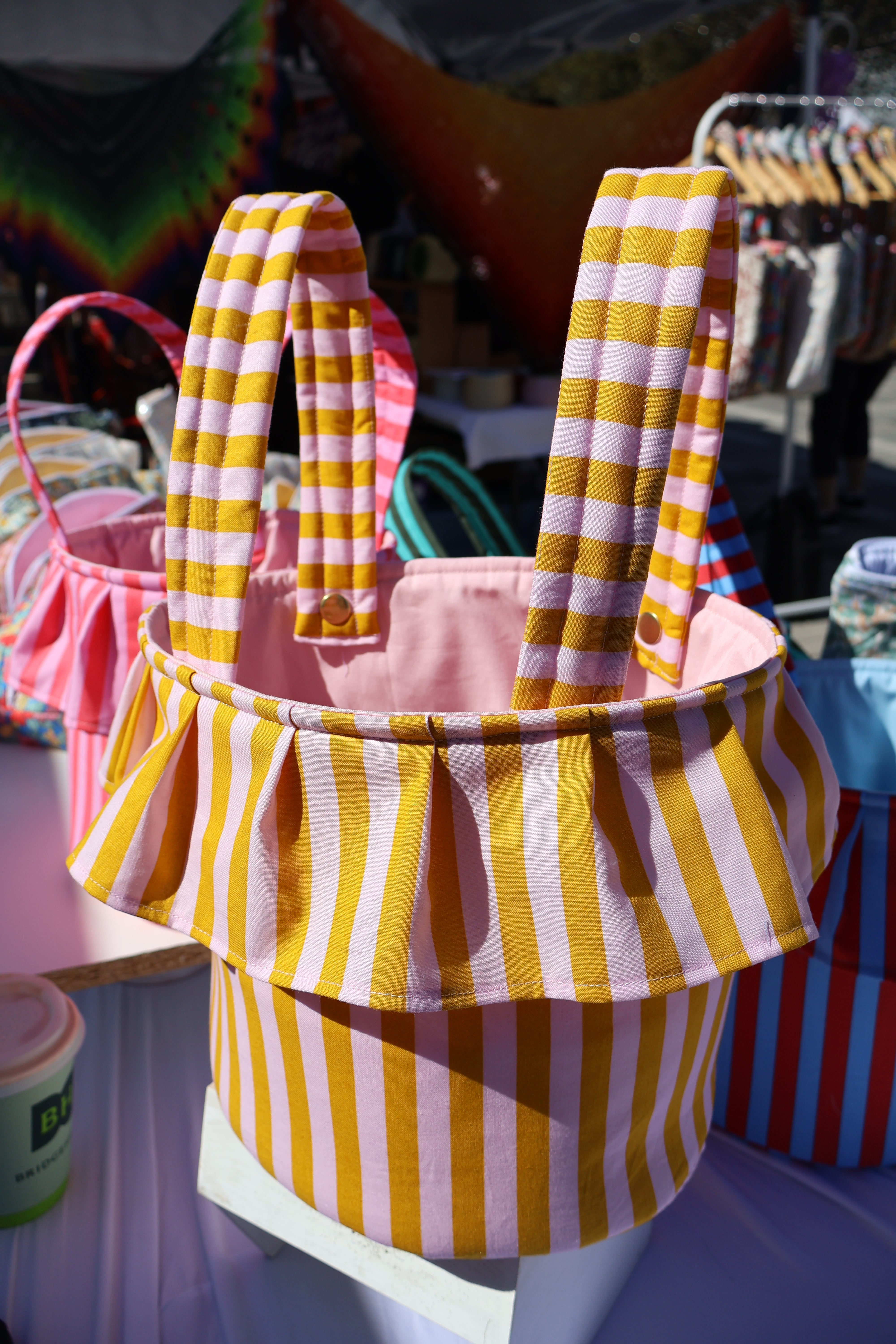 Gold Striped Stroller Bag
