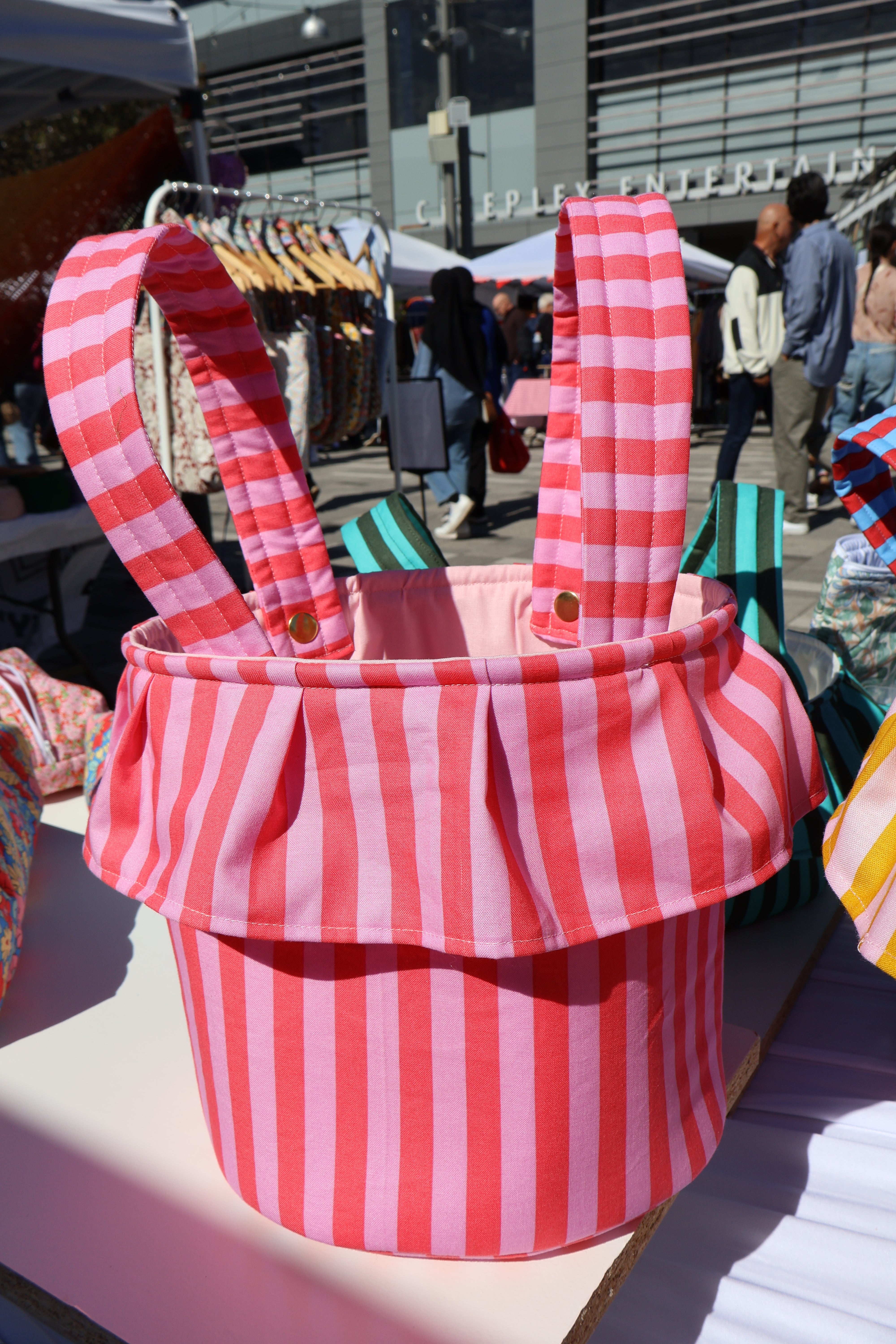 Pink Striped Stroller Bag