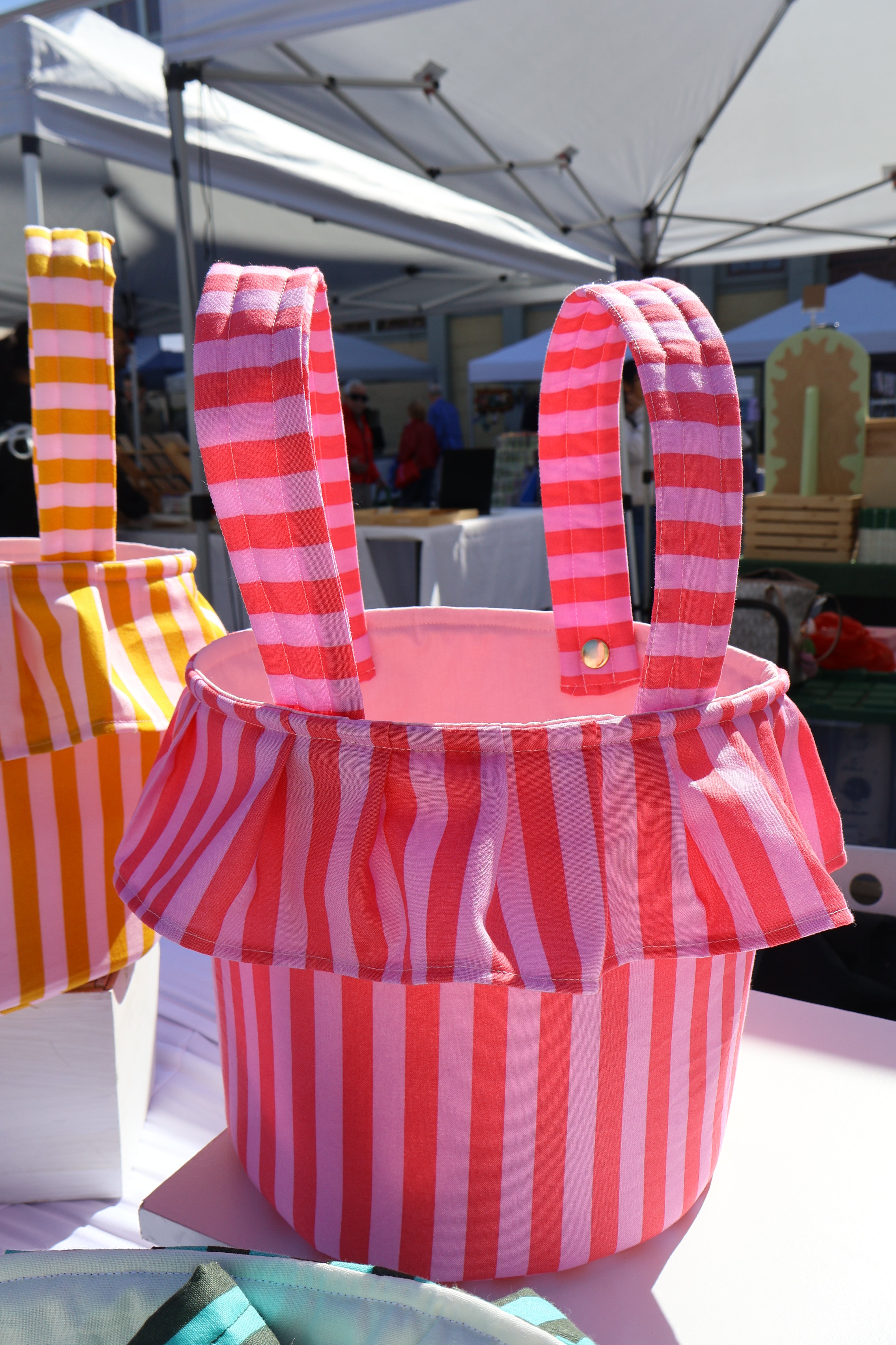 Pink Striped Stroller Bag