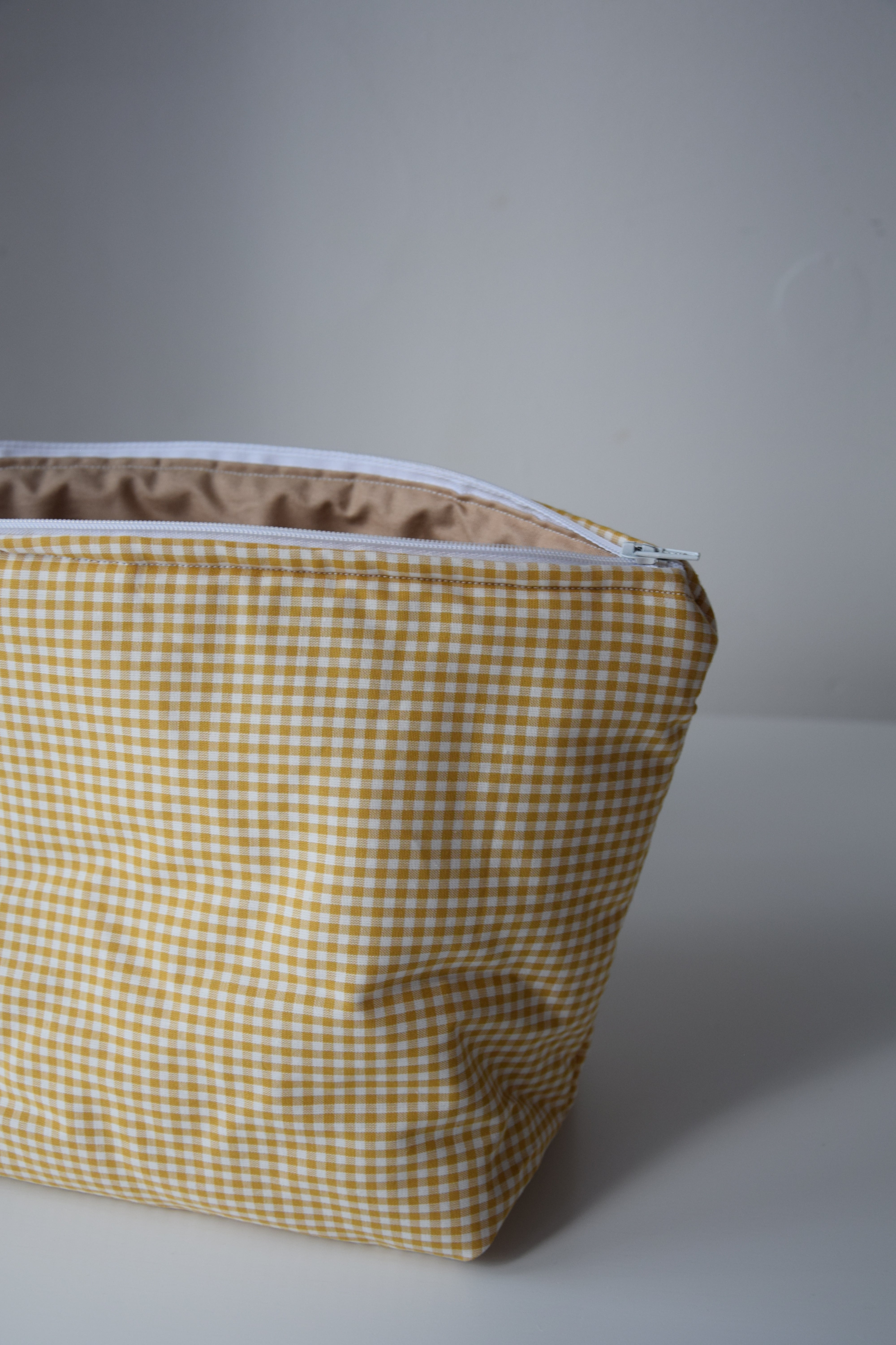 Yellow Gingham Cosmetic Bag