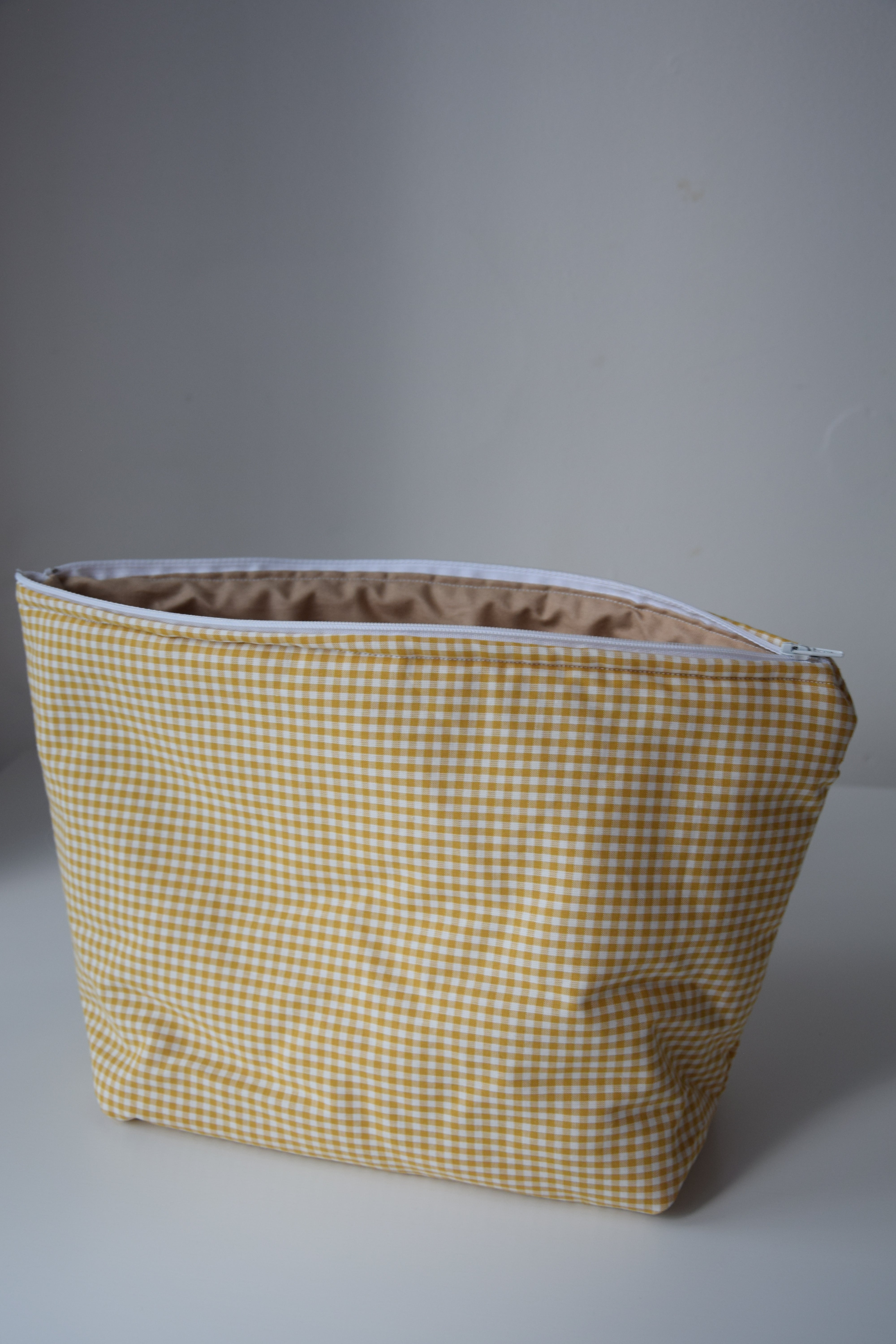 Yellow Gingham Cosmetic Bag